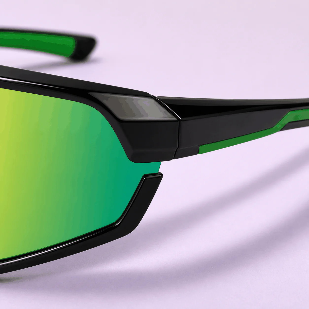 Trackline Shield Sunglasses - Black Green lifestyle view