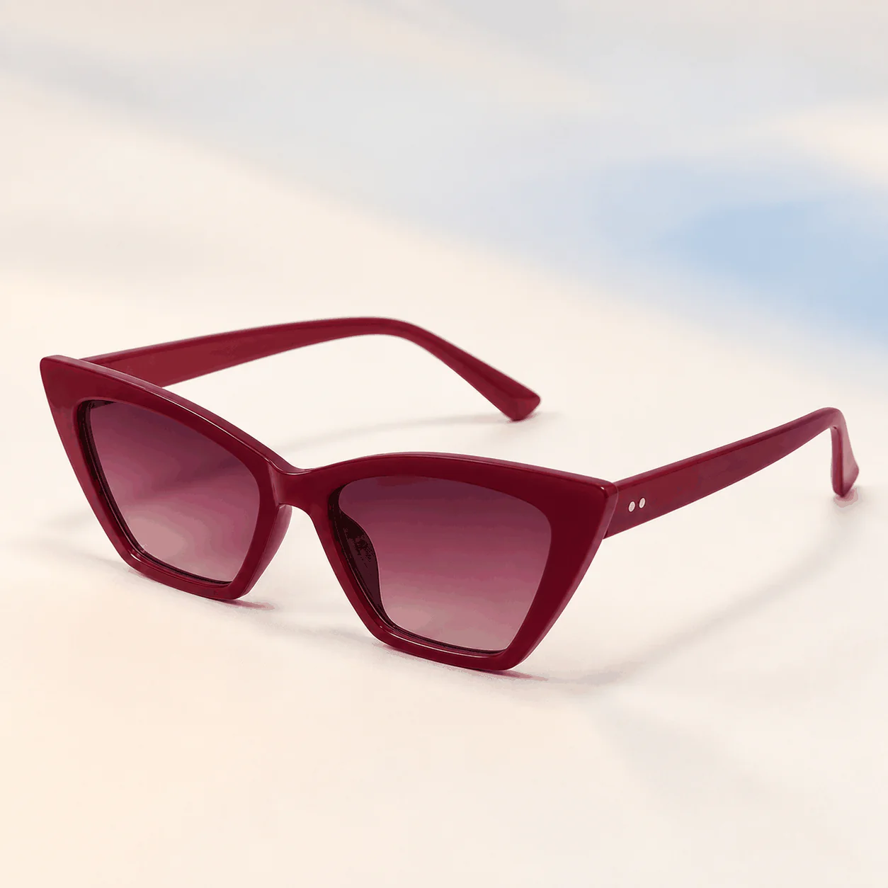 Velvet Cat Eye Sunglasses - Wine material detail